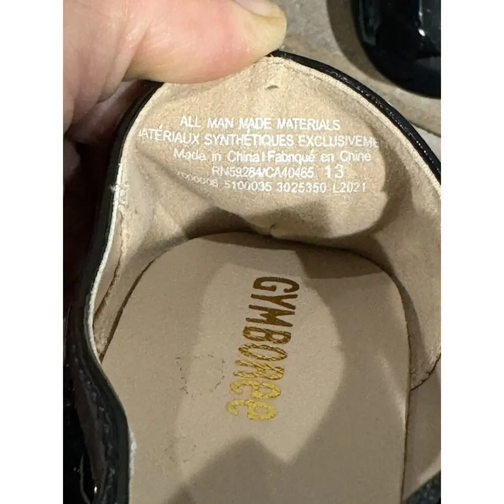 Gymboree Girls Black Patent Ballet Flats w/ Removable Bow- Size 13